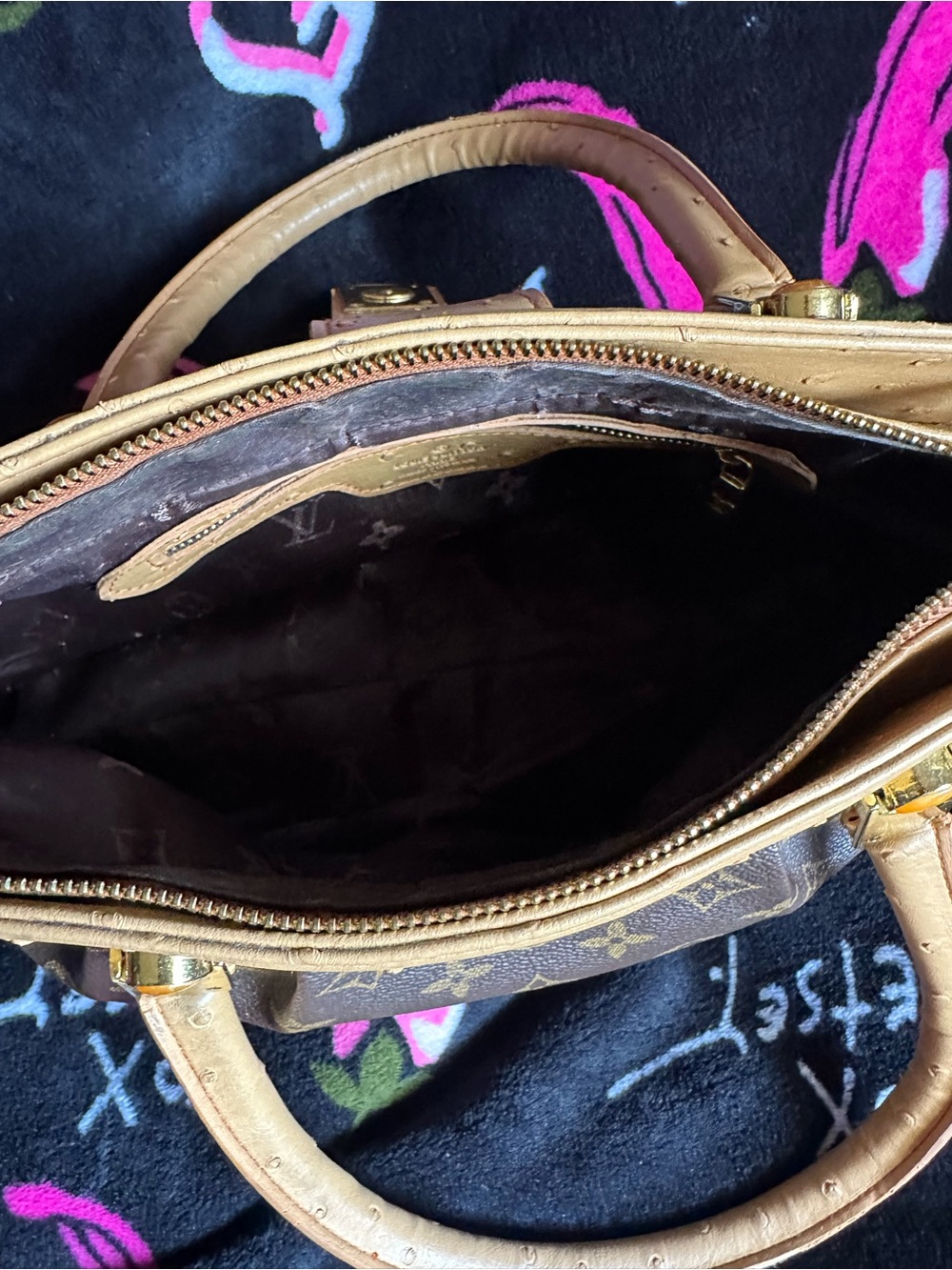 Monogram Pattern Brown Top-Handle Women's Satchel